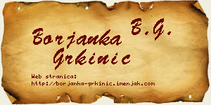 Borjanka Grkinić vizit kartica